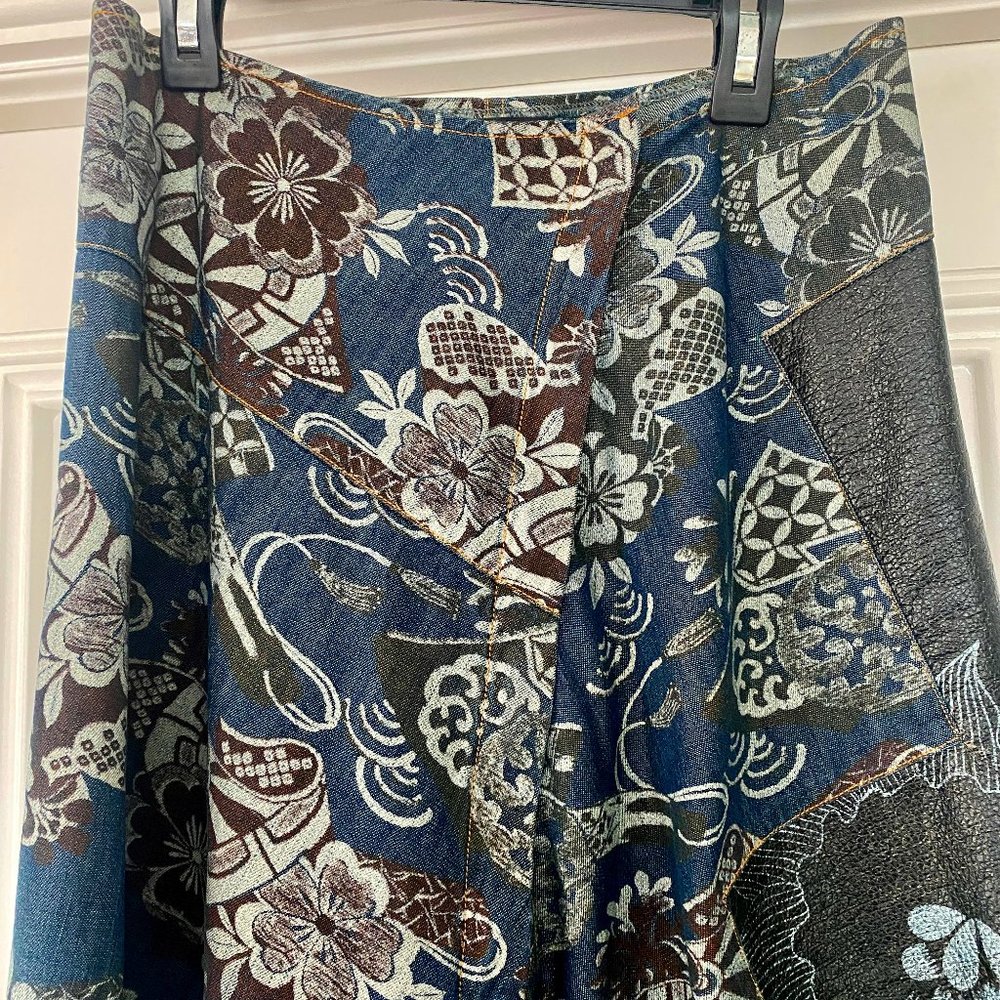 Custo Barcelona Vintage Floral Patchwork Denim Maxi Skirt - Size 2